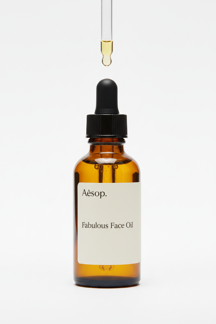 Aesop Fabulous Face Oil in amber glass dropper bottle