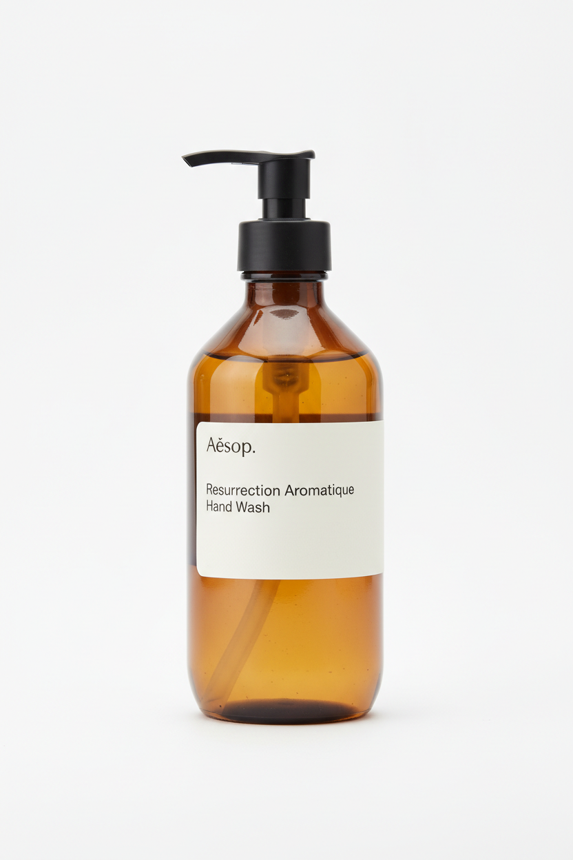 Aesop Resurrection Aromatique Hand Wash in amber pump bottle
